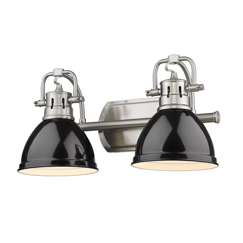 Golden 3602-BA2 PW-BK Two Light Bath Vanity, Pewter