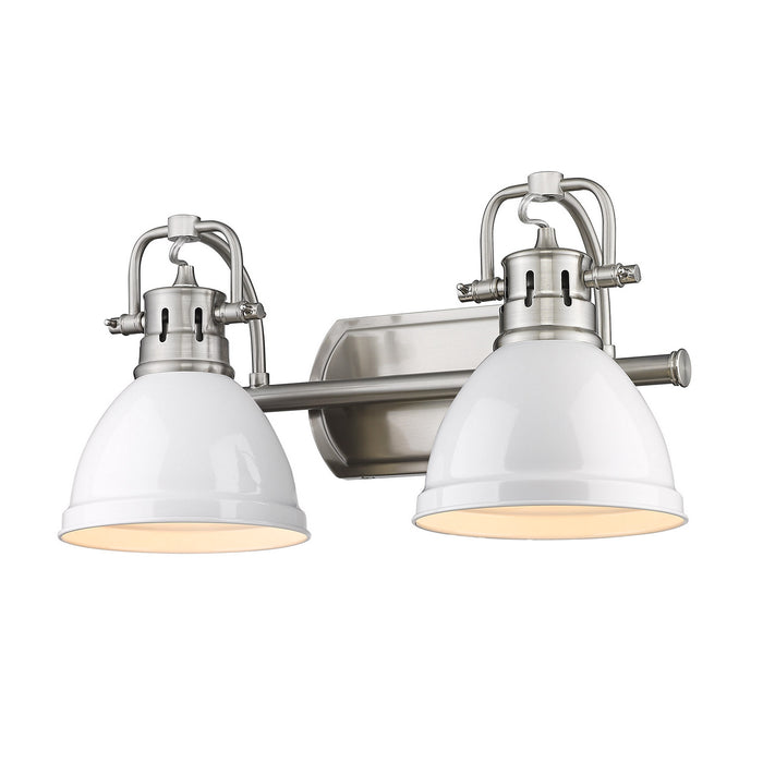 Golden 3602-BA2 PW-WH Two Light Bath Vanity, Pewter