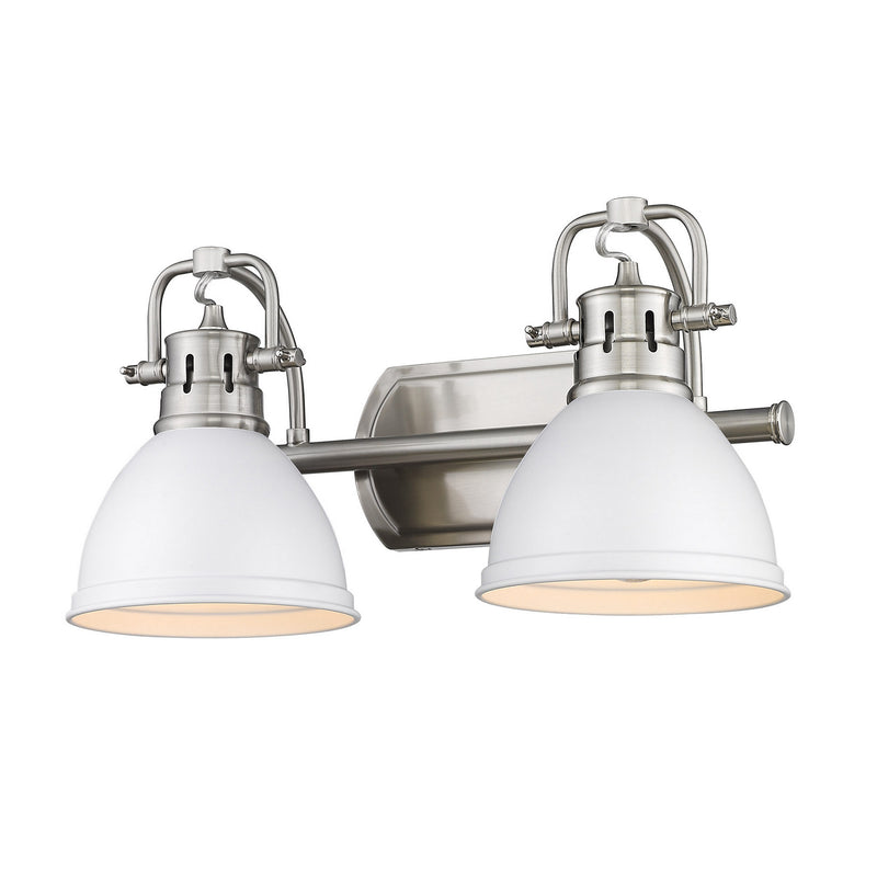 Golden 3602-BA2 PW-WHT Two Light Bath Vanity, Pewter