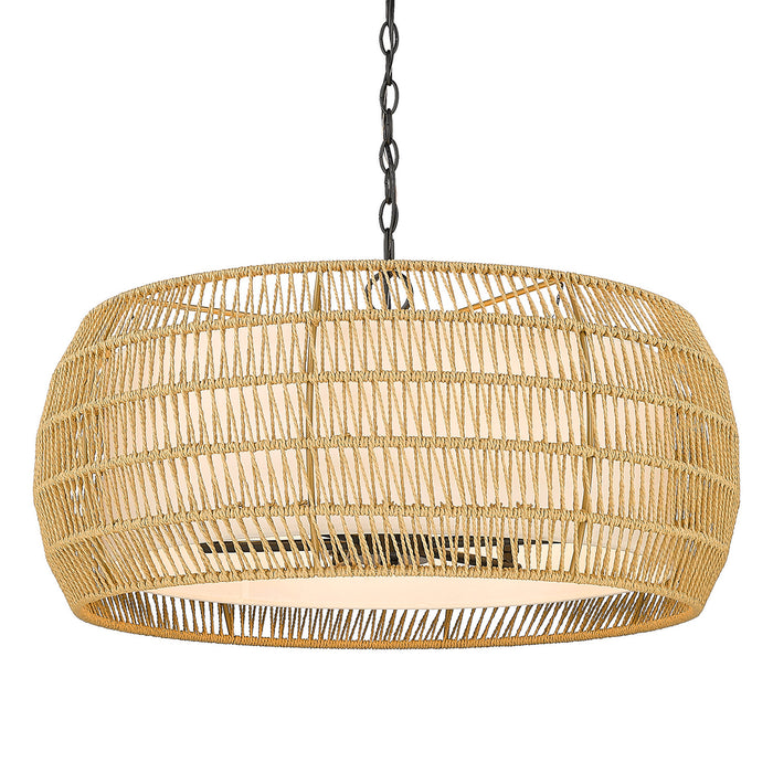 Golden 6805-6 BLK-NR Six Light Chandelier, Matte Black