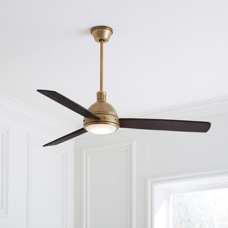 Visual Comfort Fan 3HCKR60HABD 60" Ceiling Fan, Hand Rubbed Antique Brass