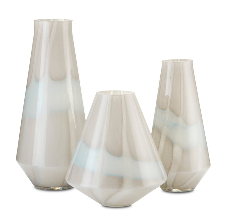 Currey and Company 1200-0445 Vase Set of 3, Light Gray/White