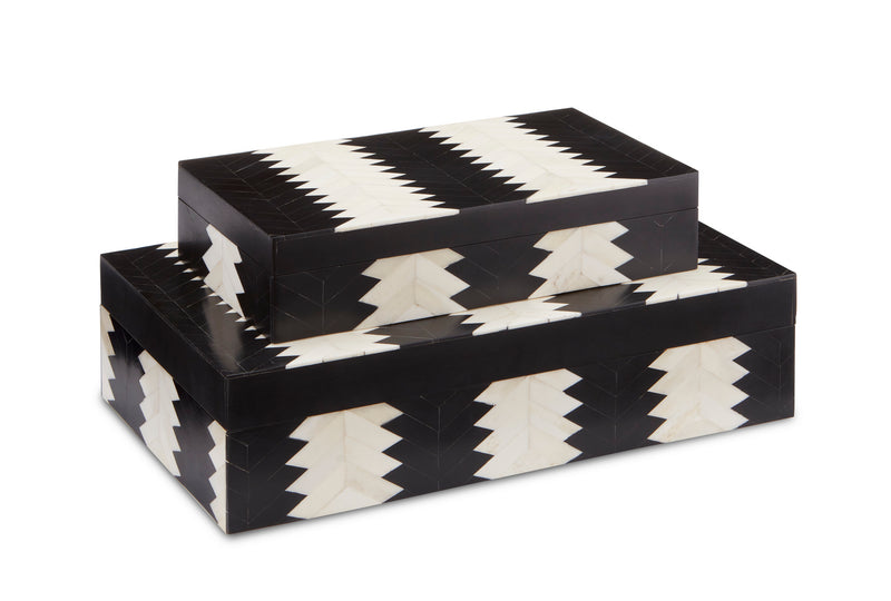 Currey and Company 1200-0450 Box Set of 2, Black/White/Natural