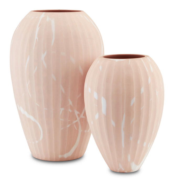 Currey and Company 1200-0458 Vase Set of 2, Blush/White