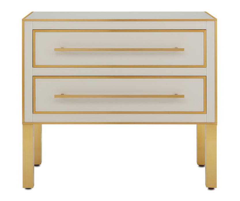 Currey and Company 3000-0184 Chest, Ivory/Satin Brass
