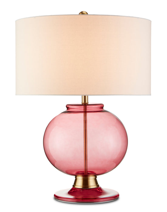 Currey and Company 6000-0717 One Light Table Lamp, Clear Red/Brass