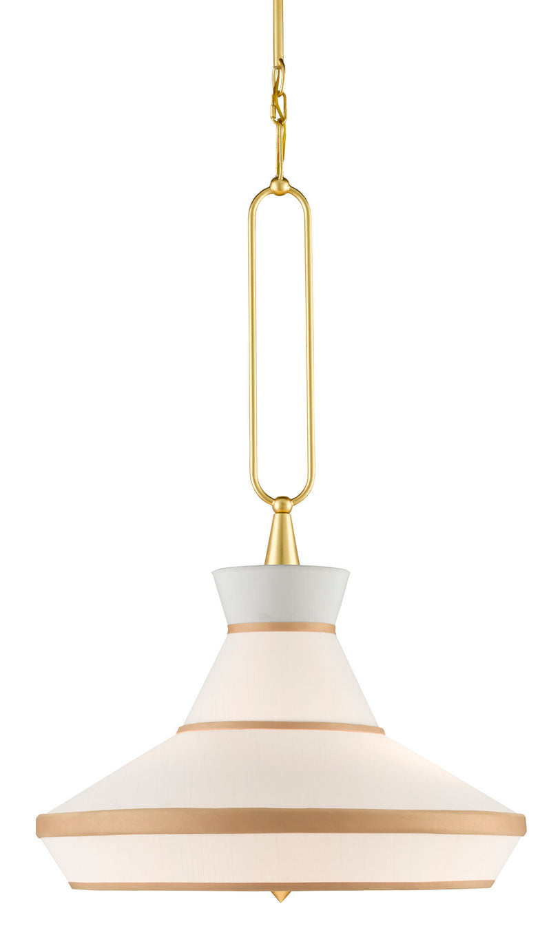 Currey and Company 9000-0770 Two Light Pendant, Gold Leaf/White