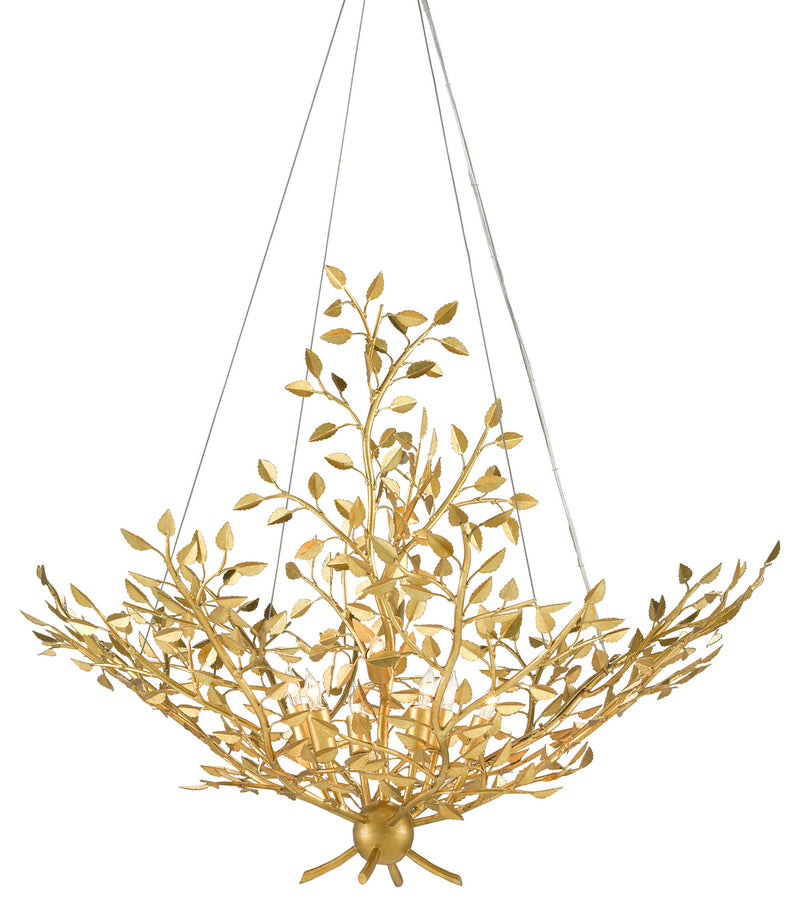 Currey and Company 9000-0778 Eight Light Chandelier, Contemporary Gold Leaf