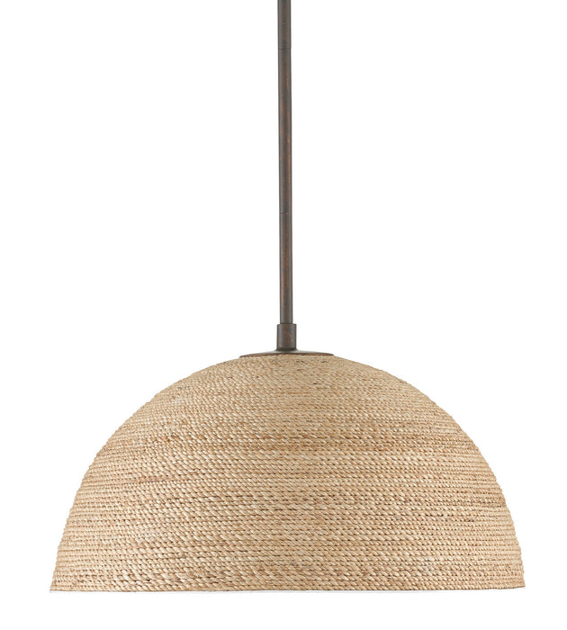 Currey and Company 9000-0790 One Light Pendant, Bronze Gold/Sugar White/Natural Rope