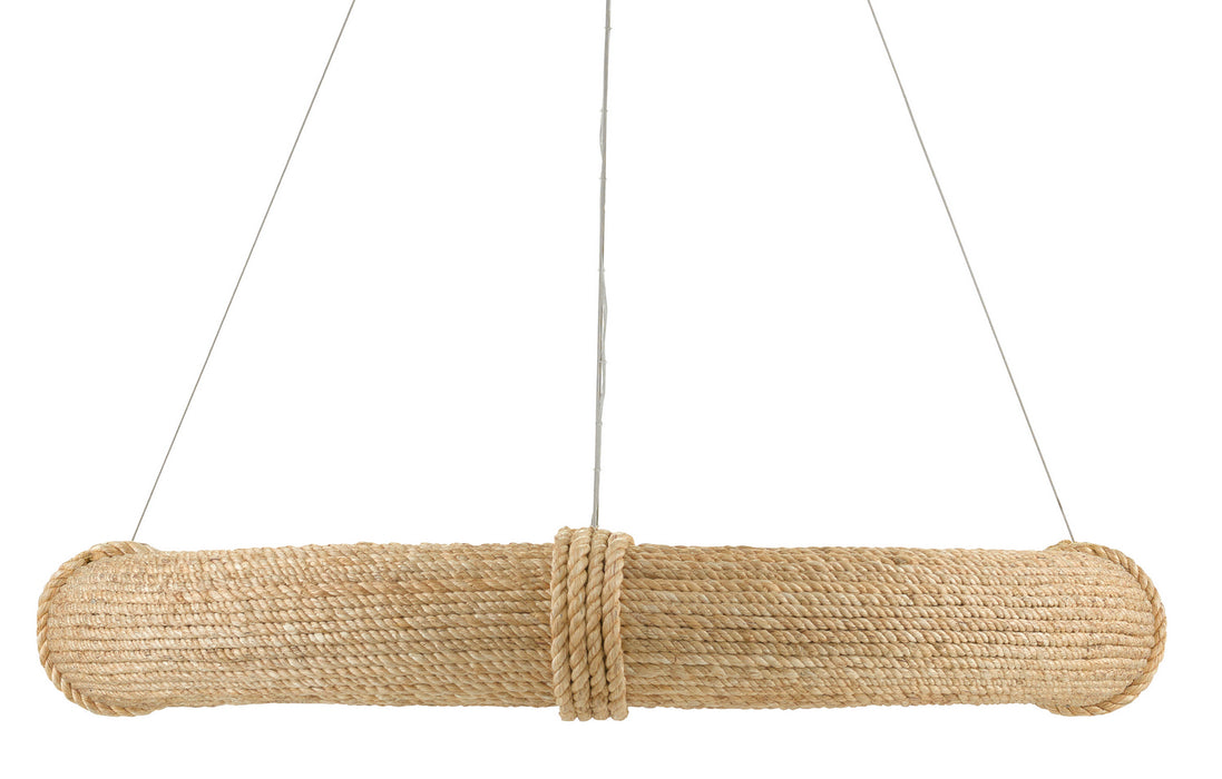 Currey and Company 9000-0804 Eight Light Chandelier, Satin Black/Abaca Rope