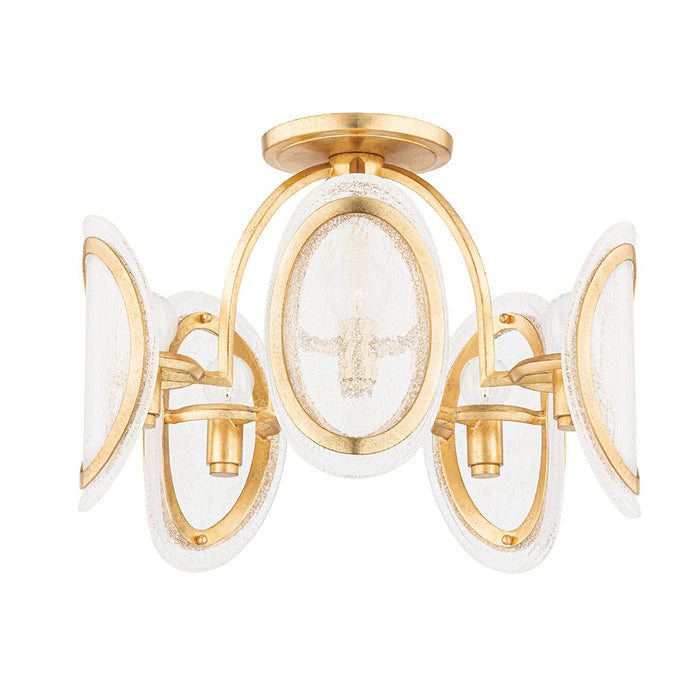 Hudson Valley 1520-VGL Five Light Semi Flush Mount, Vintage Gold Leaf