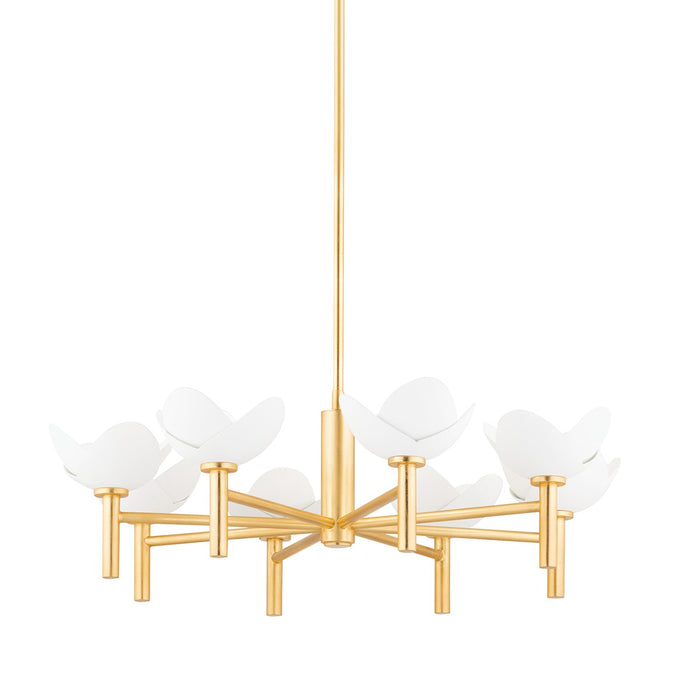 Hudson Valley 3034-GL/WP Eight Light Chandelier, Gold Leaf/White Plaster