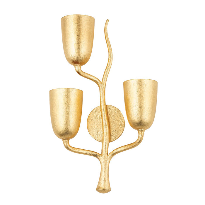 Hudson Valley 5003-L-GL Three Light Wall Sconce, Gold Leaf