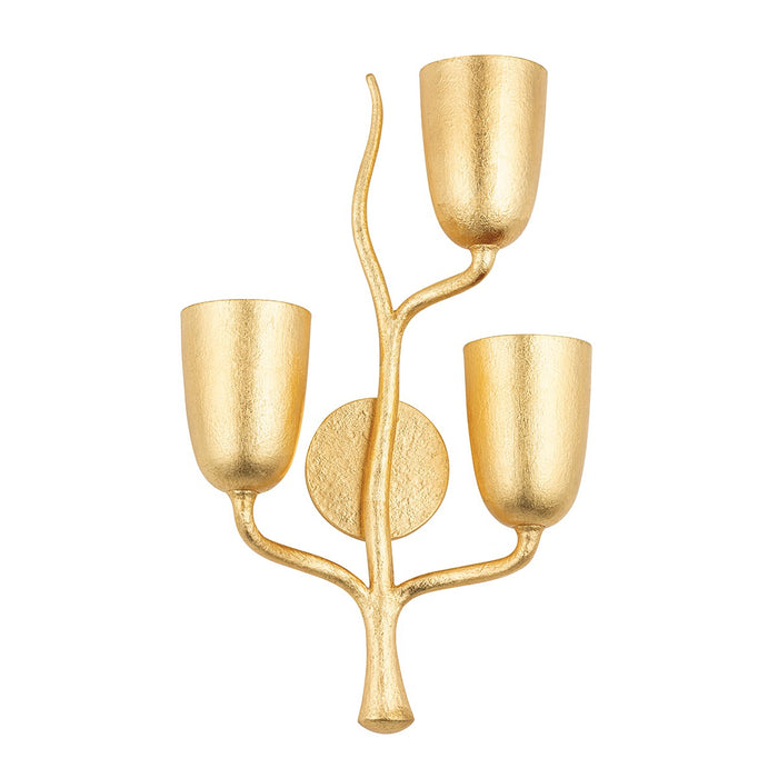 Hudson Valley 5003-R-GL Three Light Wall Sconce, Gold Leaf