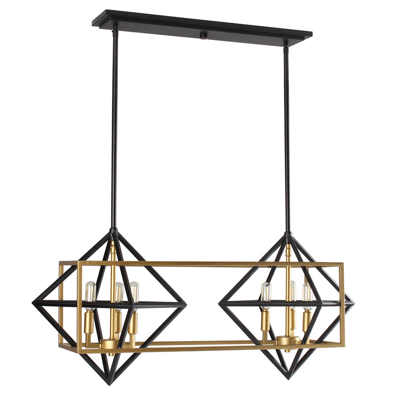Eglo USA 204684A Six Light Pendant, Antique Gold/Black