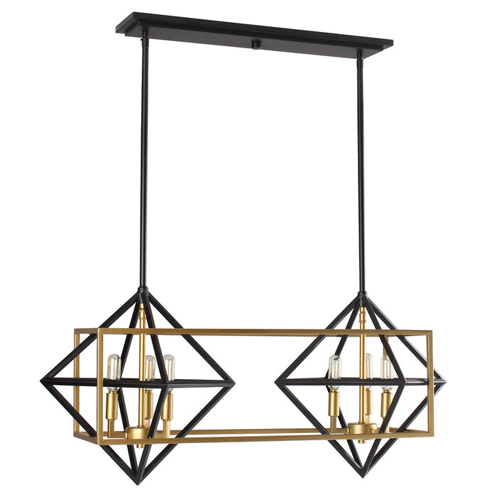 Eglo USA 204684A Six Light Pendant, Antique Gold/Black