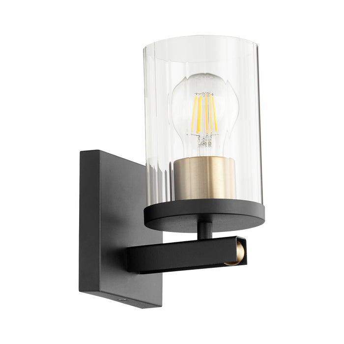Quorum 529-1-6980 One Light Wall Mount, Textured Black w/ Aged Brass