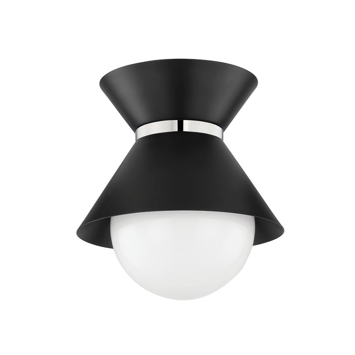 Troy Lighting C8610-SBK/PN One Light Flush Mount, Soft Black/Polished Nickel