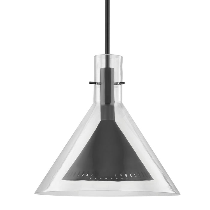 Troy Lighting F7666-SBK One Light Pendant, Satin Black