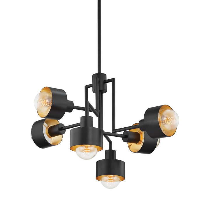 Troy Lighting F8726-SBK/GL Six Light Chandelier, Soft Black/Gold Leaf