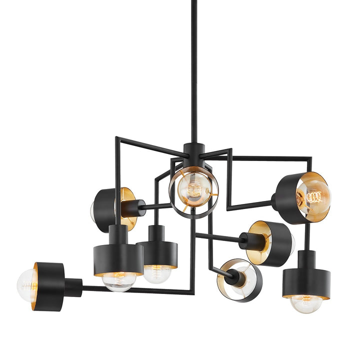 Troy Lighting F8737-SBK/GL Nine Light Chandelier, Soft Black/Gold Leaf