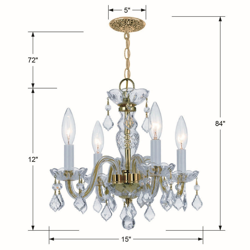 Crystorama 1064-PB-CL-I Four Light Mini Chandelier, Polished Brass