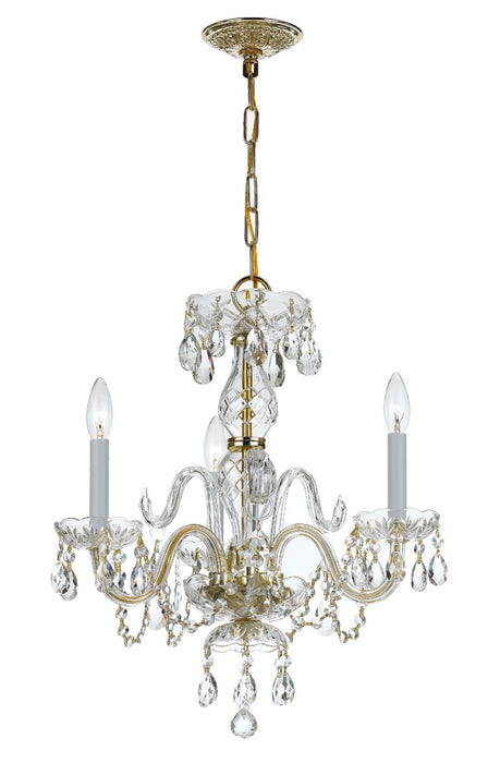Crystorama 5044-PB-CL-I Three Light Mini Chandelier, Polished Brass
