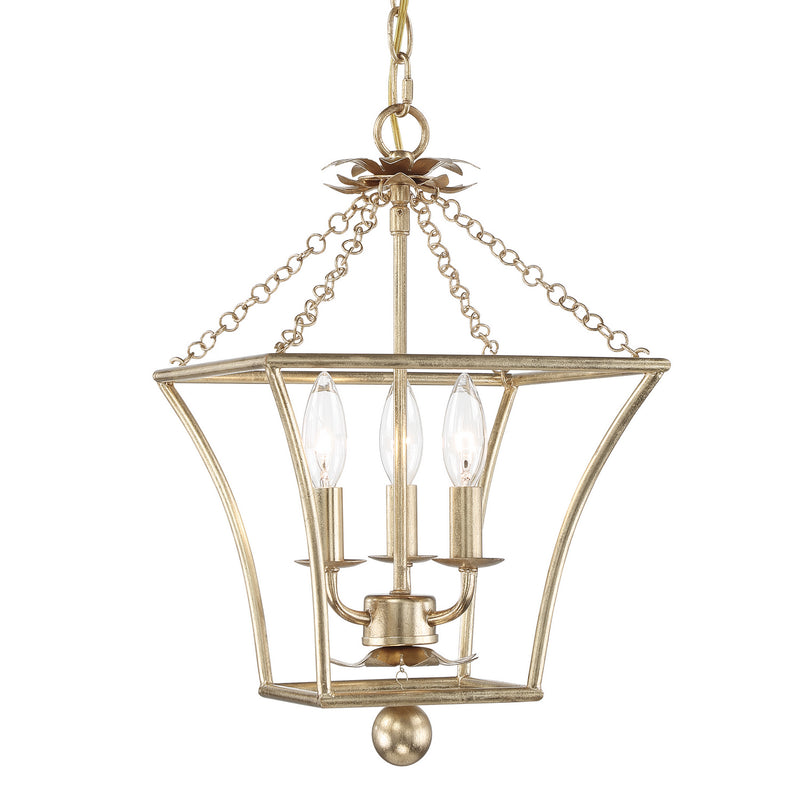 Crystorama 514-GA Three Light Mini Chandelier, Antique Gold