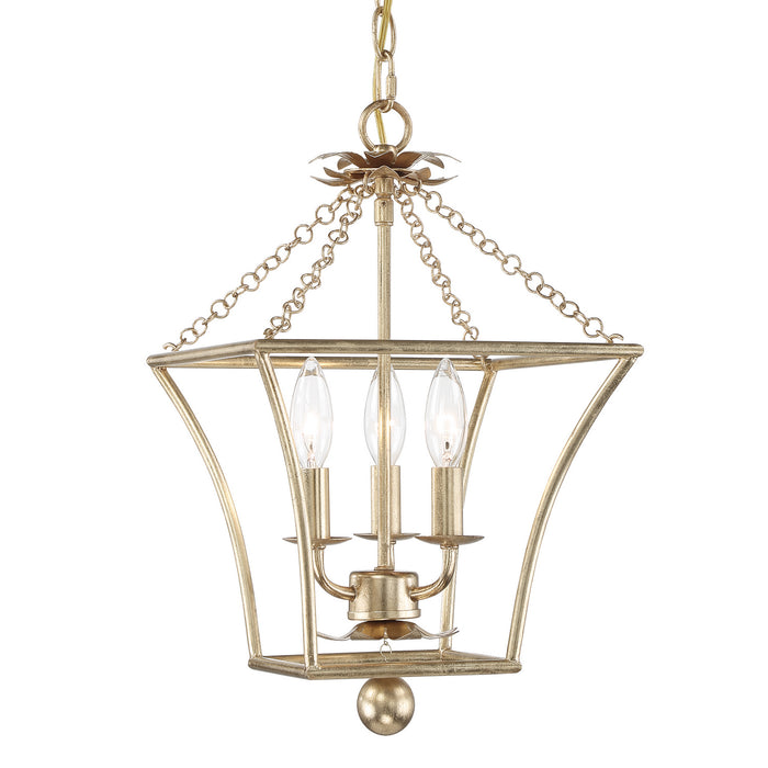 Crystorama 514-GA Three Light Mini Chandelier, Antique Gold