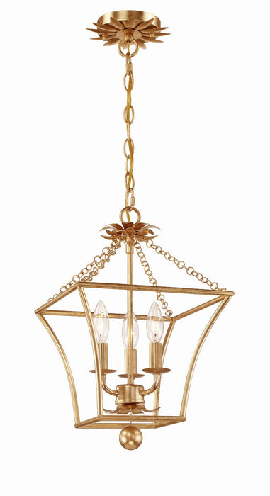 Crystorama 514-GA Three Light Mini Chandelier, Antique Gold