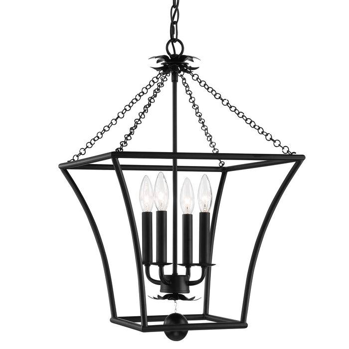 Crystorama 516-MK Four Light Lantern, Matte Black