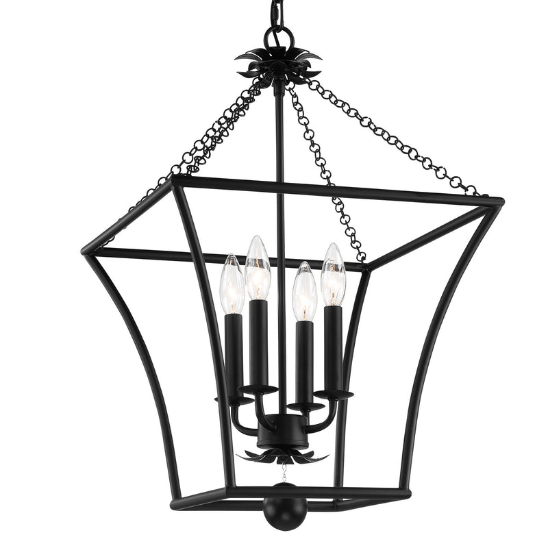 Crystorama 516-MK Four Light Lantern, Matte Black
