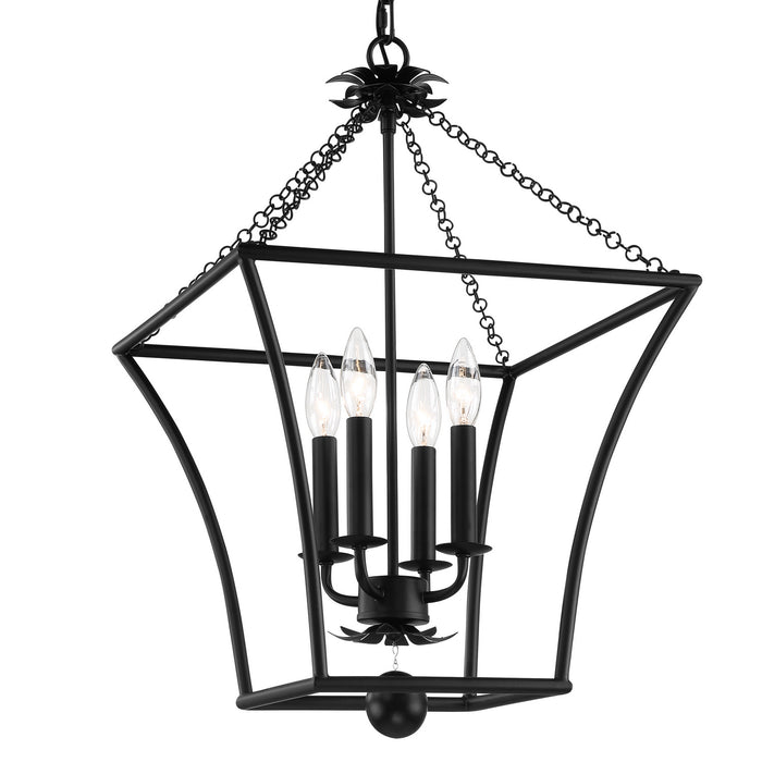 Crystorama 516-MK Four Light Lantern, Matte Black