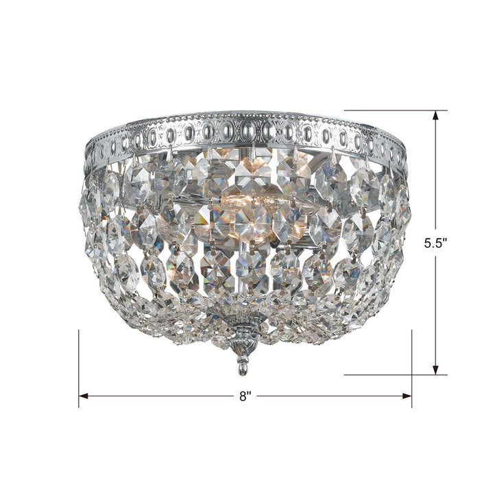 Crystorama 708-CH-CL-I Two Light Flush Mount, Polished Chrome