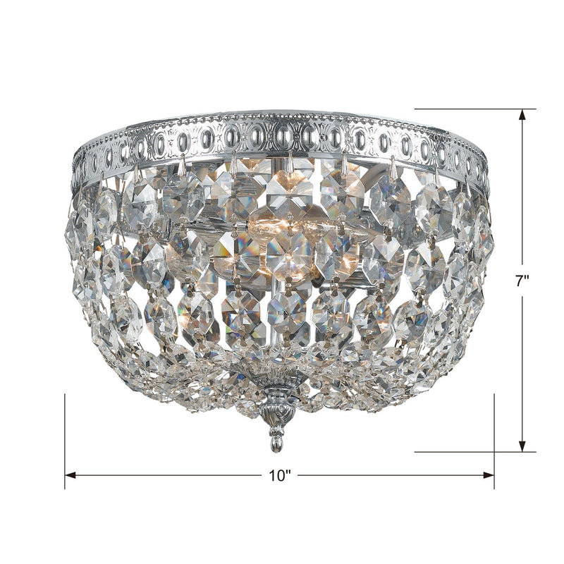 Crystorama 710-CH-CL-I Two Light Flush Mount, Polished Chrome