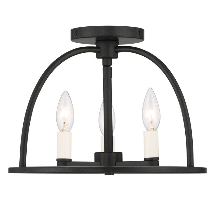 Crystorama ABB-3003-BK_CEILING Three Light Semi Flush Mount, Black