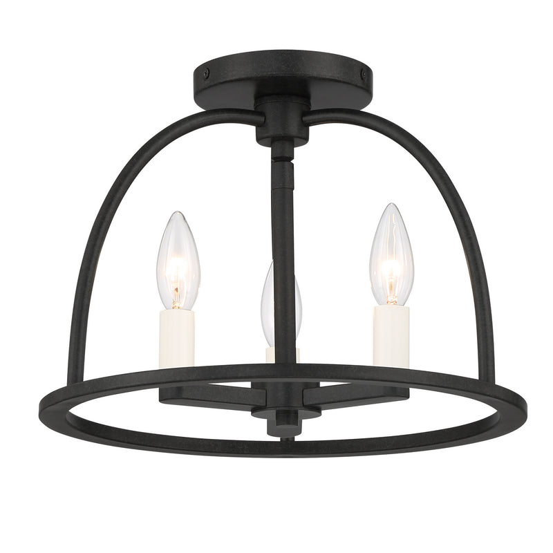 Crystorama ABB-3003-BK_CEILING Three Light Semi Flush Mount, Black