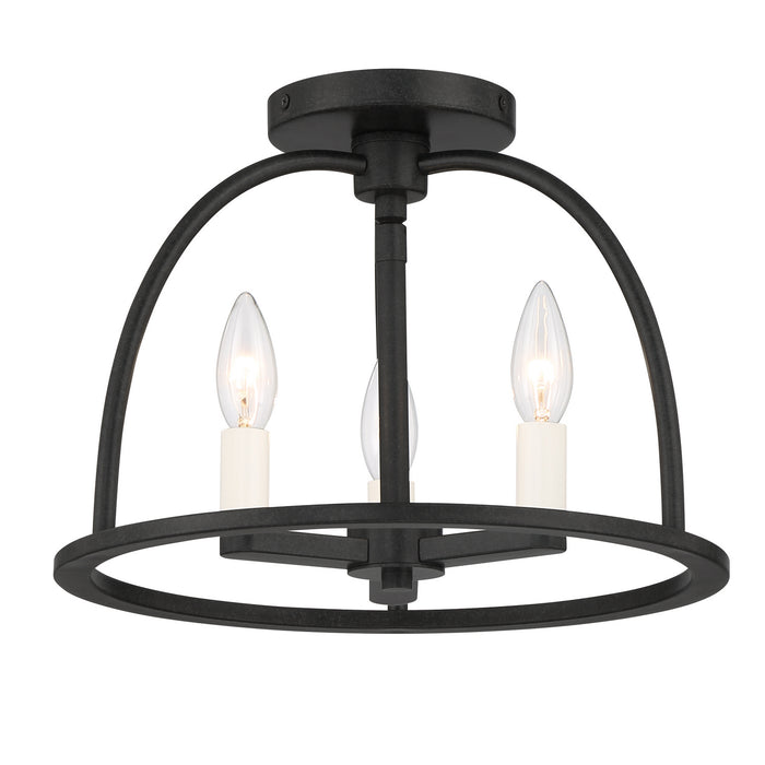 Crystorama ABB-3003-BK_CEILING Three Light Semi Flush Mount, Black