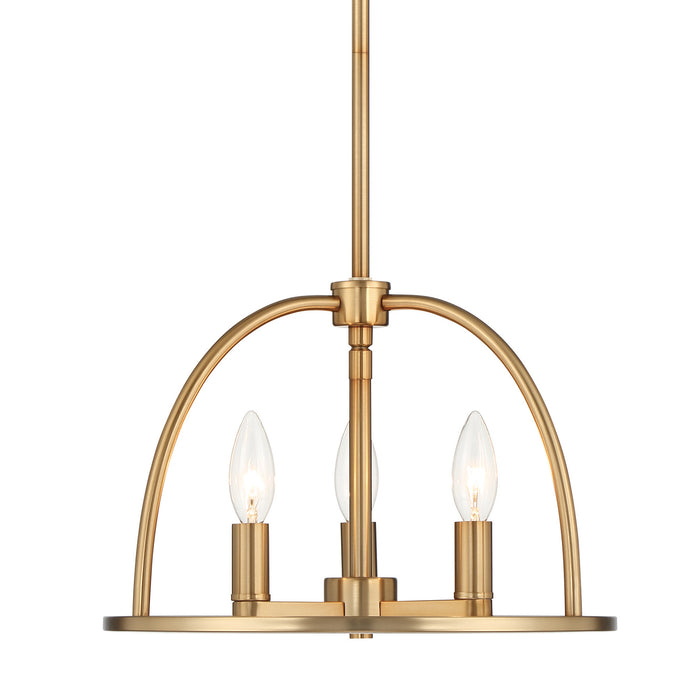 Crystorama ABB-3003-VG Three Light Chandelier, Vibrant Gold