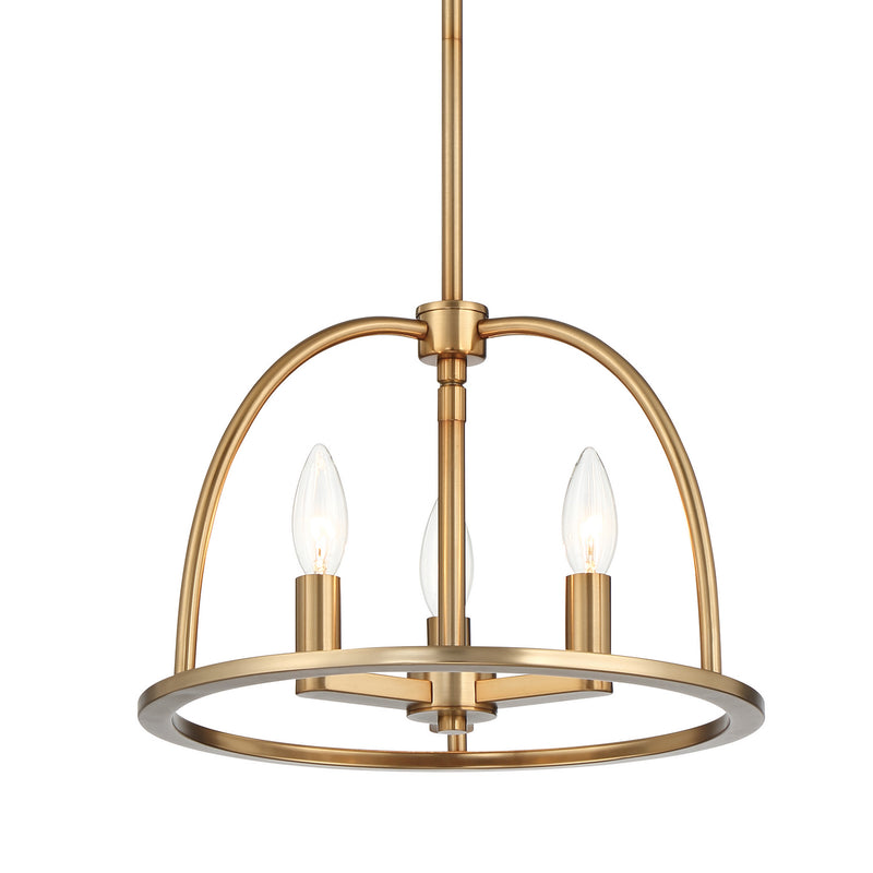 Crystorama ABB-3003-VG Three Light Chandelier, Vibrant Gold