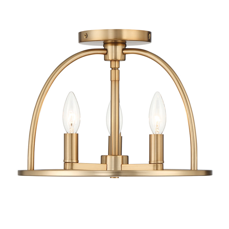 Crystorama ABB-3003-VG_CEILING Three Light Semi Flush Mount, Vibrant Gold