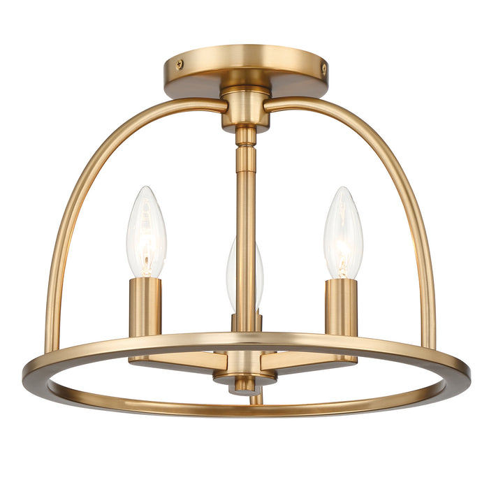 Crystorama ABB-3003-VG_CEILING Three Light Semi Flush Mount, Vibrant Gold