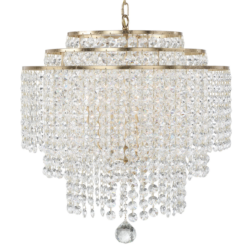 Crystorama GAB-B7305-GA Six Light Chandelier, Antique Gold