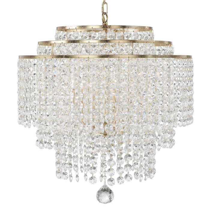 Crystorama GAB-B7305-GA Six Light Chandelier, Antique Gold