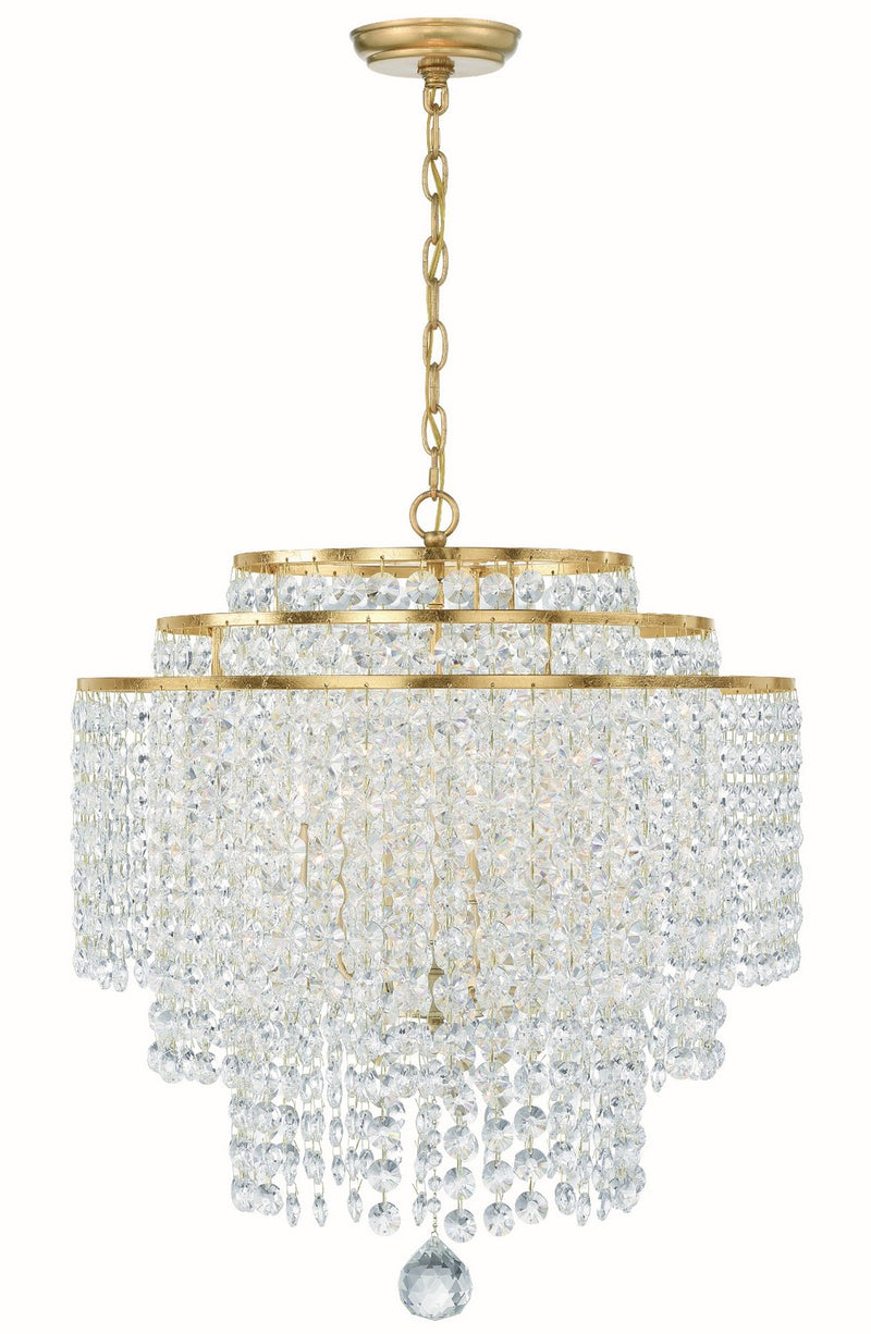 Crystorama GAB-B7305-GA Six Light Chandelier, Antique Gold