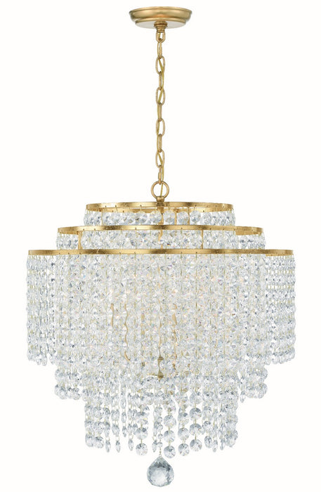 Crystorama GAB-B7305-GA Six Light Chandelier, Antique Gold