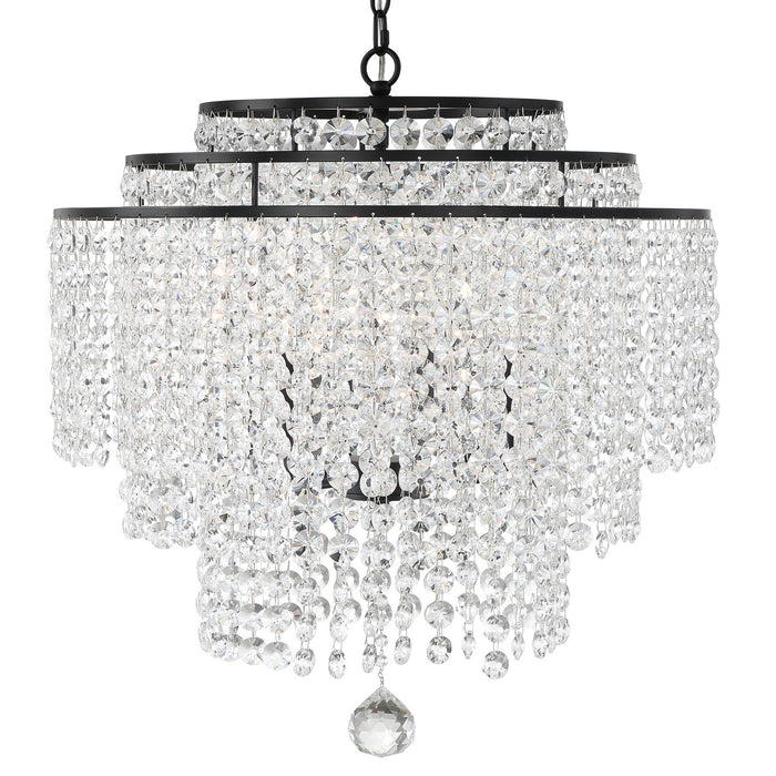 Crystorama GAB-B7305-MK Six Light Chandelier, Matte Black