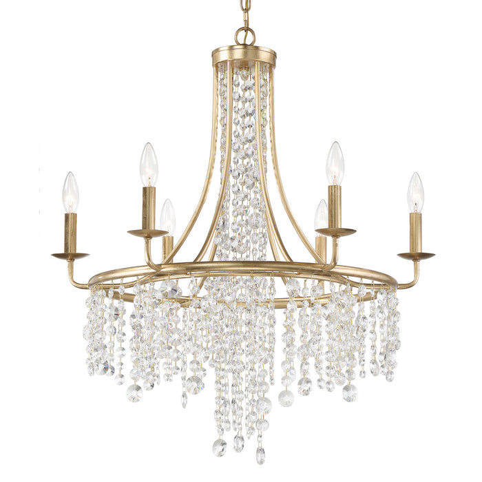 Crystorama GAB-B7306-GA Six Light Chandelier, Antique Gold
