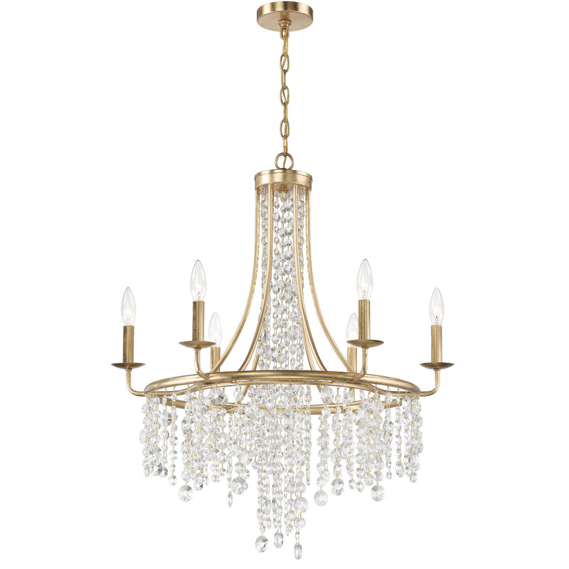 Crystorama GAB-B7306-GA Six Light Chandelier, Antique Gold