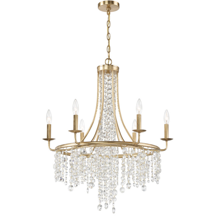 Crystorama GAB-B7306-GA Six Light Chandelier, Antique Gold